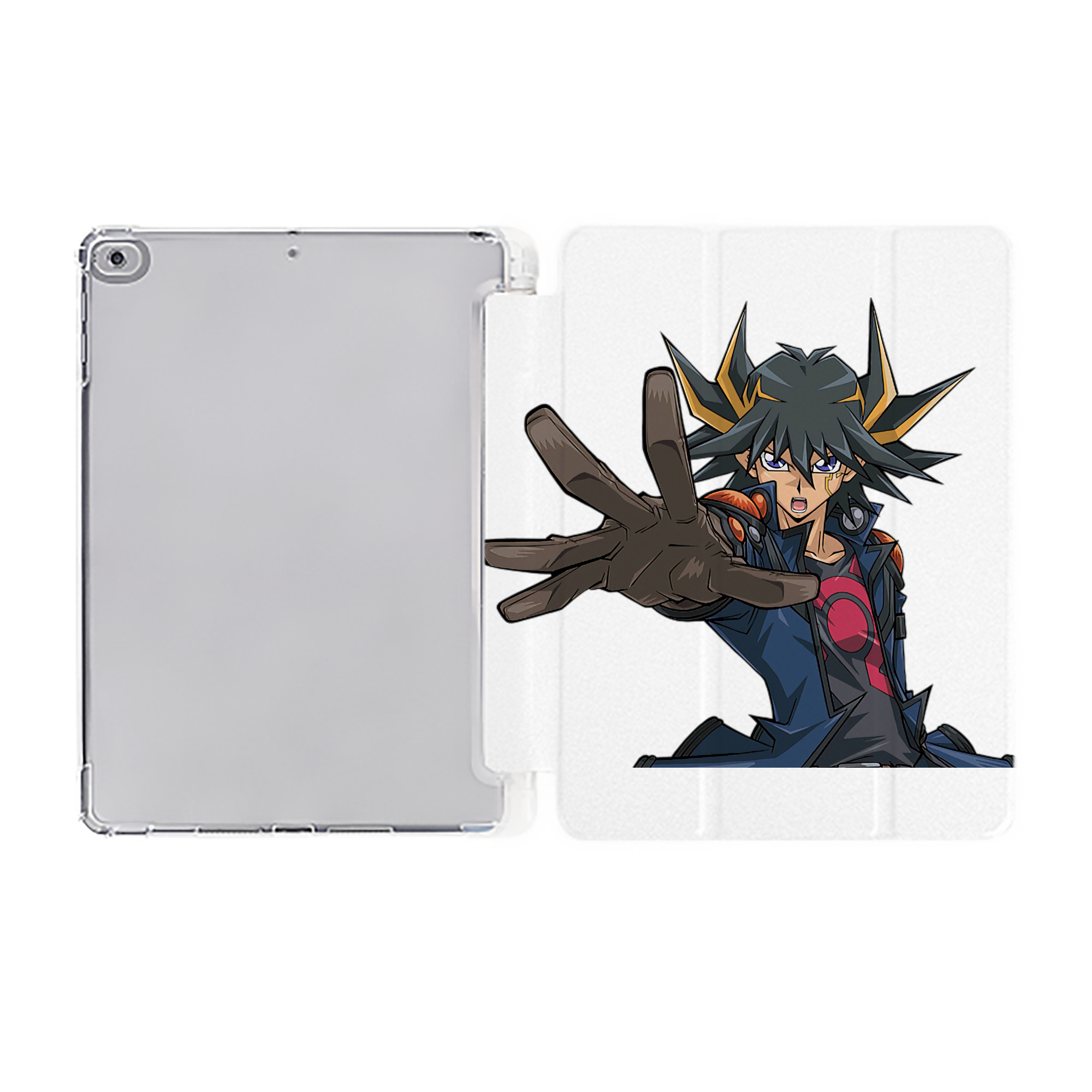 （画像用） 遊☆戯☆王 Yu-Gi-Oh! IPad ケース ペン収納付き 三つ折りスタンド PUレザー×シリコン 対応機種9.5/10.5/10.9インチ